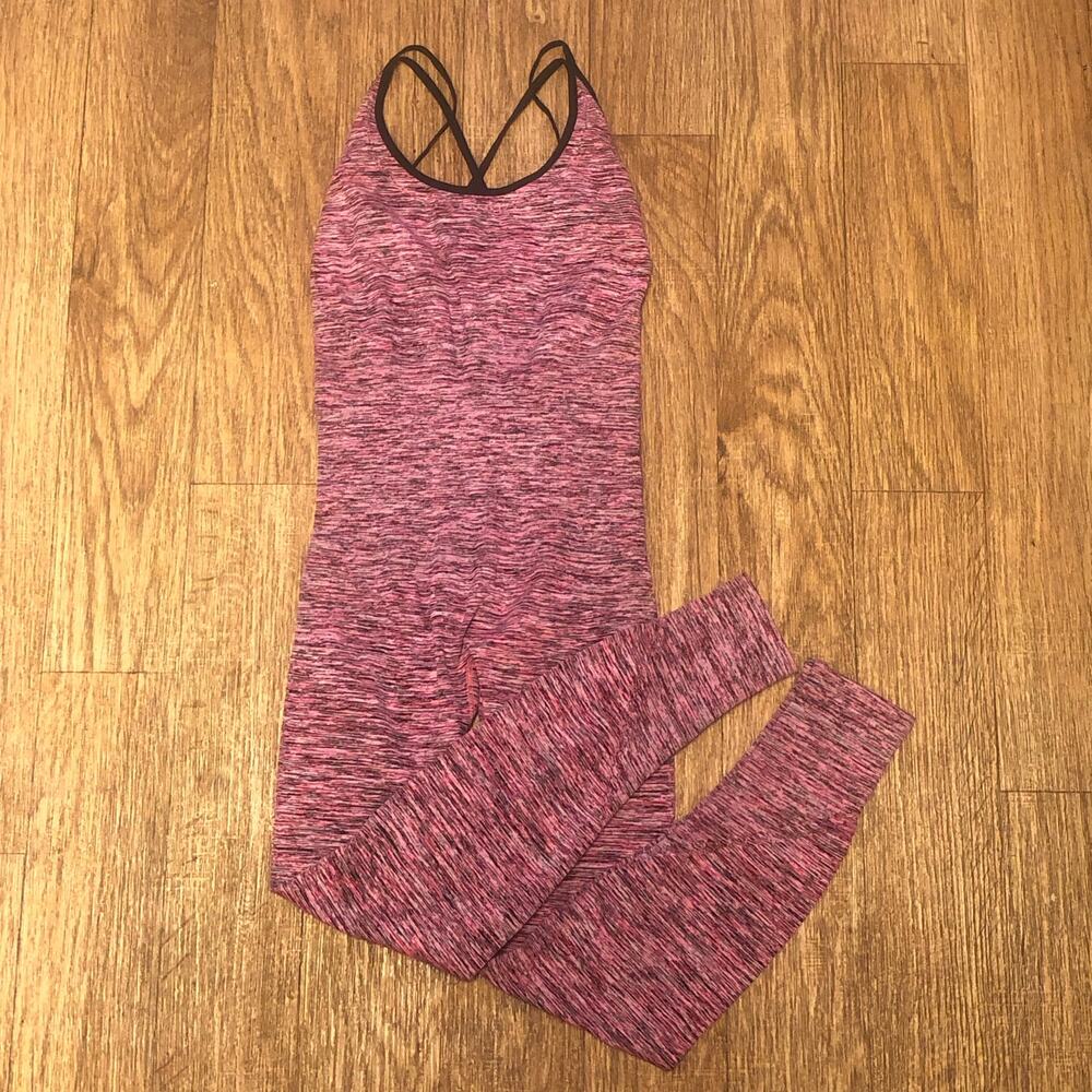 NWOT Intimately Free People Pink Black Barely There Space Dye Bodysuit Size XS/S